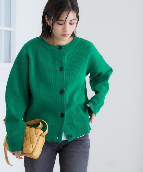 nissen（ニッセン）の「洗える前後２WAYボリューム袖カーディガン【ハンガーで干せる】（カーディガン/ボレロ・レディース・コーラルピンク/イエロー/オフホワイト/グリーン/ブラック・LL/S/M/L）」の15枚目の写真