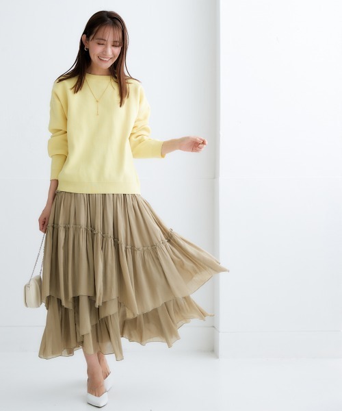 nissen（ニッセン）の「洗える前後２WAYボリューム袖カーディガン【ハンガーで干せる】（カーディガン/ボレロ・レディース・コーラルピンク/イエロー/オフホワイト/グリーン/ブラック・LL/S/M/L）」の16枚目の写真