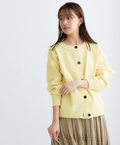 nissen（ニッセン）の「洗える前後２WAYボリューム袖カーディガン【ハンガーで干せる】（カーディガン/ボレロ・レディース・コーラルピンク/イエロー/オフホワイト/グリーン/ブラック・LL/S/M/L）」の19枚目の写真