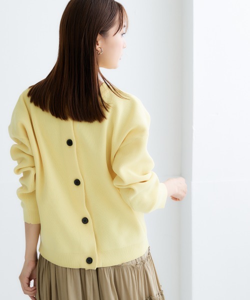 nissen（ニッセン）の「洗える前後２WAYボリューム袖カーディガン【ハンガーで干せる】（カーディガン/ボレロ・レディース・コーラルピンク/イエロー/オフホワイト/グリーン/ブラック・LL/S/M/L）」の20枚目の写真