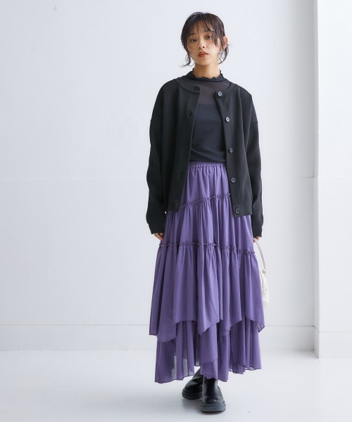 nissen（ニッセン）の「洗える前後２WAYボリューム袖カーディガン【ハンガーで干せる】（カーディガン/ボレロ・レディース・コーラルピンク/イエロー/オフホワイト/グリーン/ブラック・LL/S/M/L）」の8枚目の写真