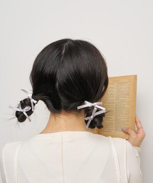 WEGO/【4点セット】ミニリボンクリップ（バレッタ/ヘアクリップ
