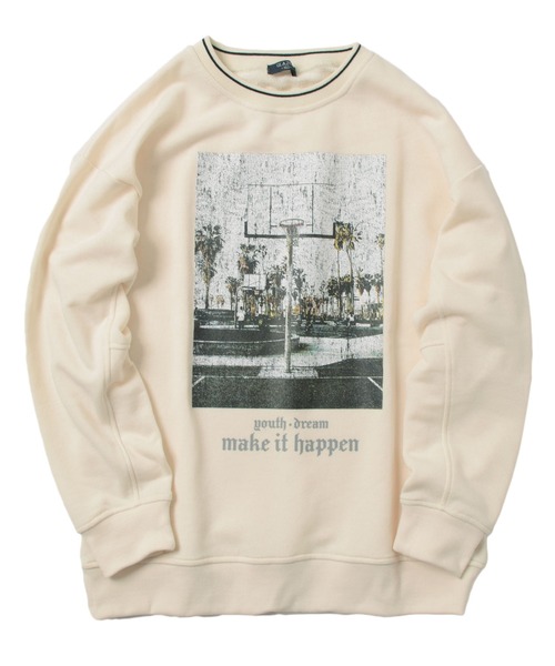 GLAZOS（グラソス）の「TC裏毛・フロントバスケプリントトレーナー（スウェット・キッズ・ブラック/アイボリー・140cm/150cm/160cm/170cm）」の2枚目の写真