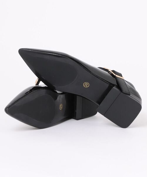 shoes365(シューズスリーシックスファイヴ)の「【shoes365】ポインテッドトゥ ローヒールメリージェーンシューズ(パンプス・レディース・ブラック/レッド・24.0cm/22.5cm/25.0cm/24.5cm/23.5cm/23.0cm)」の4枚目の写真