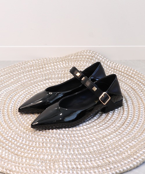 セール】【shoes365】ポインテッドトゥ ローヒールメリージェーン