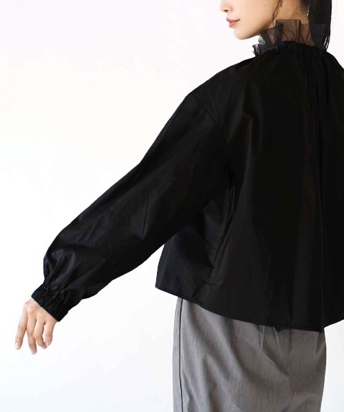MIMIMEMETE(ミミメメット)の「チュールカラー リボンブラウス(シャツ/ブラウス・レディース・ブラック/ベージュ・M)」の4枚目の写真