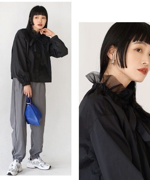 MIMIMEMETE(ミミメメット)の「チュールカラー リボンブラウス(シャツ/ブラウス・レディース・ブラック/ベージュ・M)」の15枚目の写真