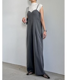 [2024SS COLLECTION][低身長/高身長サイズ有]ライトツイルサイドラインキャミオールインワン