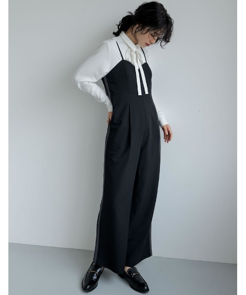 Re:EDIT（リエディ）の「[2024SS COLLECTION][低身長/高身長サイズ有]ライトツイルサイドラインキャミオールインワン（サロペット/オーバーオール・レディース・グレー系その他/ベージュ系その他/ブラック系その他・TALL/LARGE/SHORT/MEDIUM）」の11枚目の写真