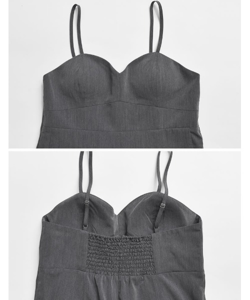 Re:EDIT（リエディ）の「[2024SS COLLECTION][低身長/高身長サイズ有]ライトツイルサイドラインキャミオールインワン（サロペット/オーバーオール・レディース・グレー系その他/ベージュ系その他/ブラック系その他・TALL/LARGE/SHORT/MEDIUM）」の4枚目の写真