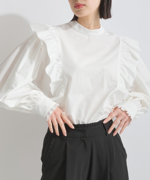 PICCIN(ピッチン)の「フリルショルダーブラウス(シャツ/ブラウス・レディース・オフホワイト/ブラック・M)」の11枚目の写真