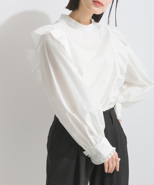 PICCIN(ピッチン)の「フリルショルダーブラウス(シャツ/ブラウス・レディース・オフホワイト/ブラック・M)」の10枚目の写真