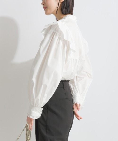 PICCIN(ピッチン)の「フリルショルダーブラウス(シャツ/ブラウス・レディース・オフホワイト/ブラック・M)」の9枚目の写真