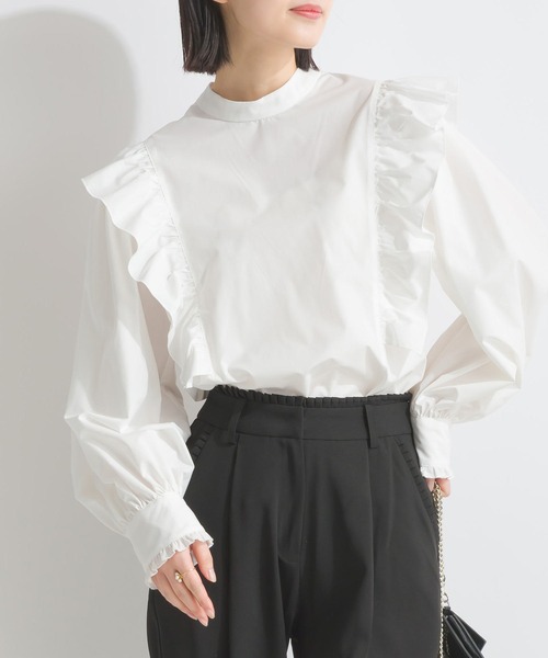 PICCIN(ピッチン)の「フリルショルダーブラウス(シャツ/ブラウス・レディース・オフホワイト/ブラック・M)」の8枚目の写真