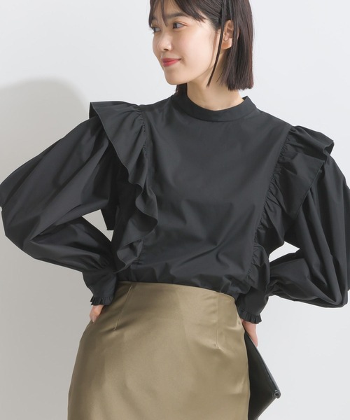 PICCIN(ピッチン)の「フリルショルダーブラウス(シャツ/ブラウス・レディース・オフホワイト/ブラック・M)」の3枚目の写真