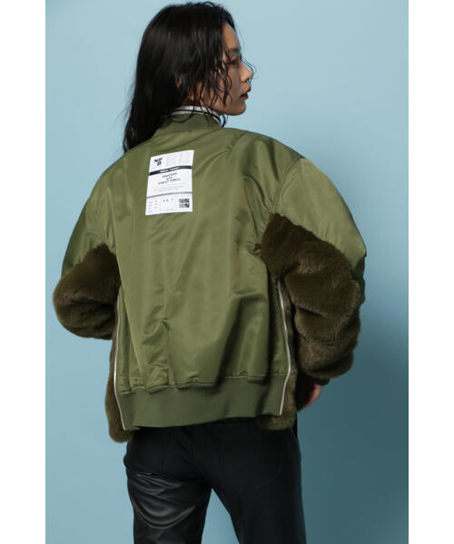 NBB WEEKEND MA1風ブルゾン レディース NBB WEEKEND】素材切替 MA-1風