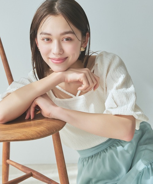 mysty woman（ミスティウーマン）の「リボンストリングプルオーバー　108224（Tシャツ/カットソー・レディース・オフホワイト/ブルー/ブラック/ライトグリーン・FREE）」の6枚目の写真