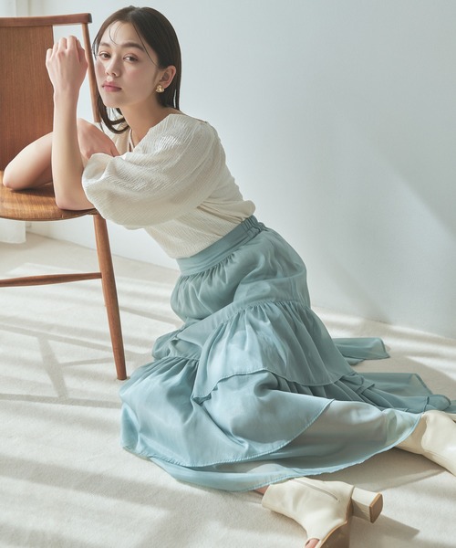 mysty woman（ミスティウーマン）の「リボンストリングプルオーバー　108224（Tシャツ/カットソー・レディース・オフホワイト/ブルー/ブラック/ライトグリーン・FREE）」の8枚目の写真