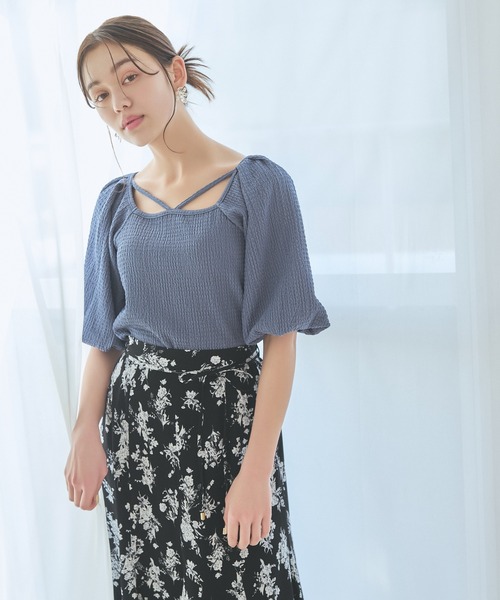 mysty woman（ミスティウーマン）の「リボンストリングプルオーバー　108224（Tシャツ/カットソー・レディース・オフホワイト/ブルー/ブラック/ライトグリーン・FREE）」の10枚目の写真