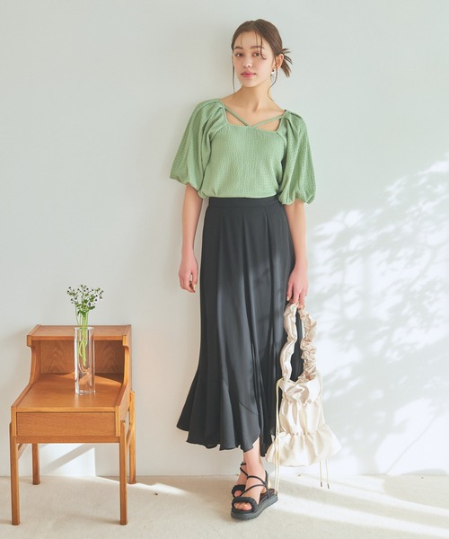 mysty woman（ミスティウーマン）の「リボンストリングプルオーバー　108224（Tシャツ/カットソー・レディース・オフホワイト/ブルー/ブラック/ライトグリーン・FREE）」の11枚目の写真