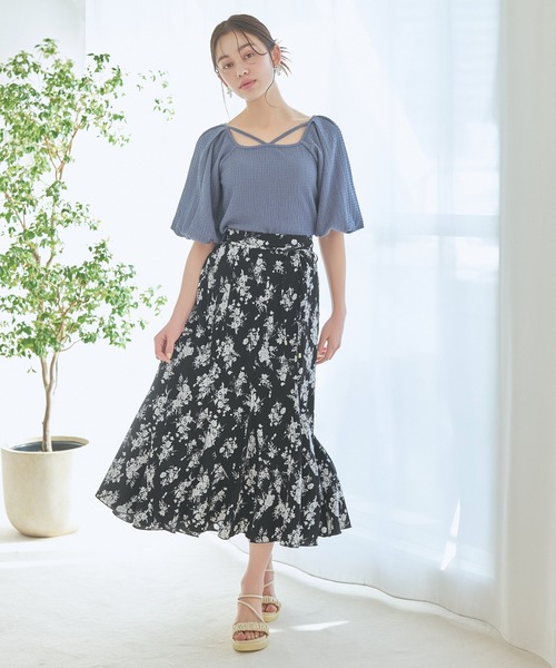 mysty woman（ミスティウーマン）の「リボンストリングプルオーバー　108224（Tシャツ/カットソー・レディース・オフホワイト/ブルー/ブラック/ライトグリーン・FREE）」の9枚目の写真