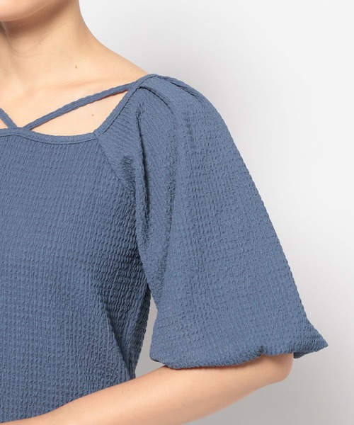 mysty woman（ミスティウーマン）の「リボンストリングプルオーバー　108224（Tシャツ/カットソー・レディース・オフホワイト/ブルー/ブラック/ライトグリーン・FREE）」の19枚目の写真