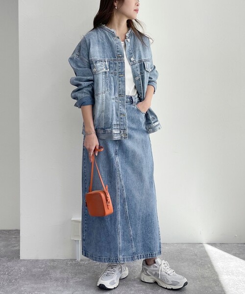 fredy emue(フレディエミュ)の「デニムロングスカート(デニムスカート・レディース・ネイビー/ブルー・38/36)」の10枚目の写真