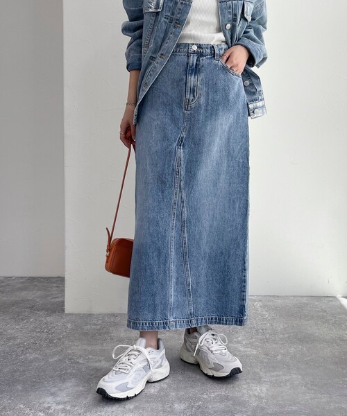 fredy emue(フレディエミュ)の「デニムロングスカート(デニムスカート・レディース・ネイビー/ブルー・38/36)」の6枚目の写真
