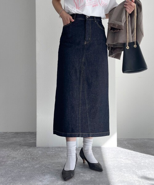 fredy emue(フレディエミュ)の「デニムロングスカート(デニムスカート・レディース・ネイビー/ブルー・38/36)」の19枚目の写真