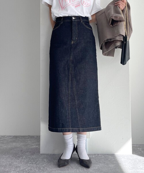 fredy emue(フレディエミュ)の「デニムロングスカート(デニムスカート・レディース・ネイビー/ブルー・38/36)」の18枚目の写真