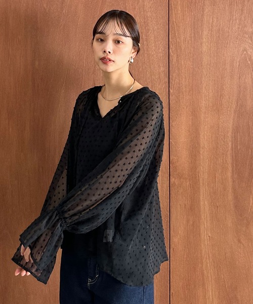 Doux archives(ドゥアルシーヴ)の「シアードビースキッパーブラウス(シャツ/ブラウス・レディース・オフホワイト/ミント/ブラック・FREE)」の13枚目の写真