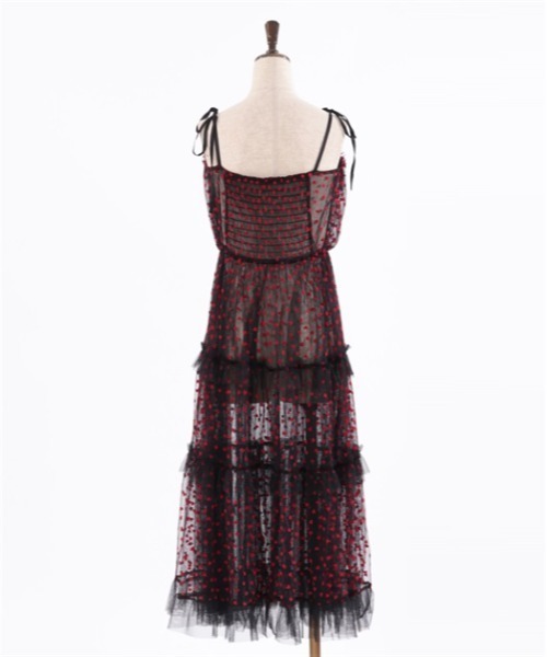 axes femme(アクシーズファム)の「ハートチュールティアードワンピース(ワンピース・レディース・ブラック/レッド・FREE)」の9枚目の写真