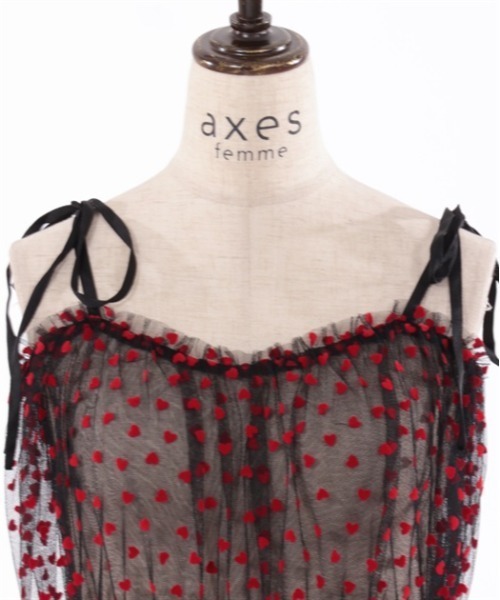axes femme(アクシーズファム)の「ハートチュールティアードワンピース(ワンピース・レディース・ブラック/レッド・FREE)」の12枚目の写真