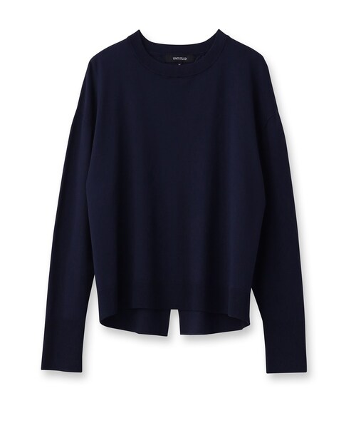 UNTITLED（アンタイトル）の「◆【インナー付／薄手】バックシャン　ストレッチニット（その他トップス・レディース・ネイビー/ライトグレー系9/グリーン・02/00/04/44/48）」の4枚目の写真