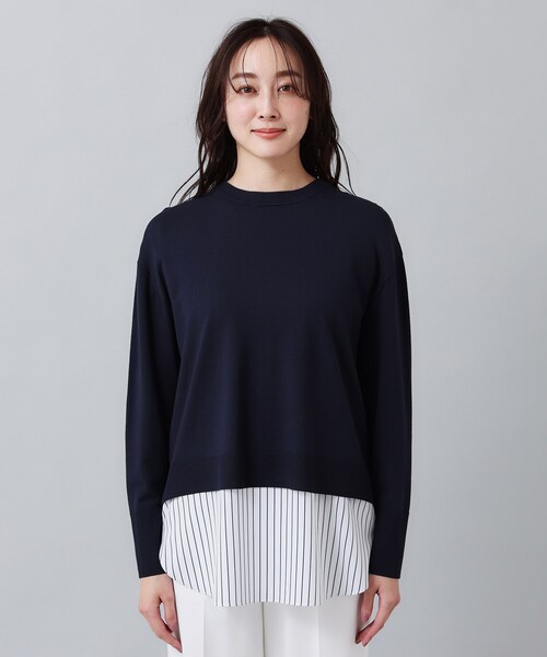 UNTITLED（アンタイトル）の「◆【インナー付／薄手】バックシャン　ストレッチニット（その他トップス・レディース・ネイビー/ライトグレー系9/グリーン・02/00/04/44/48）」の6枚目の写真