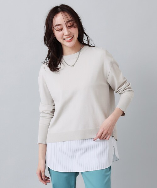 UNTITLED（アンタイトル）の「◆【インナー付／薄手】バックシャン　ストレッチニット（その他トップス・レディース・ネイビー/ライトグレー系9/グリーン・02/00/04/44/48）」の19枚目の写真