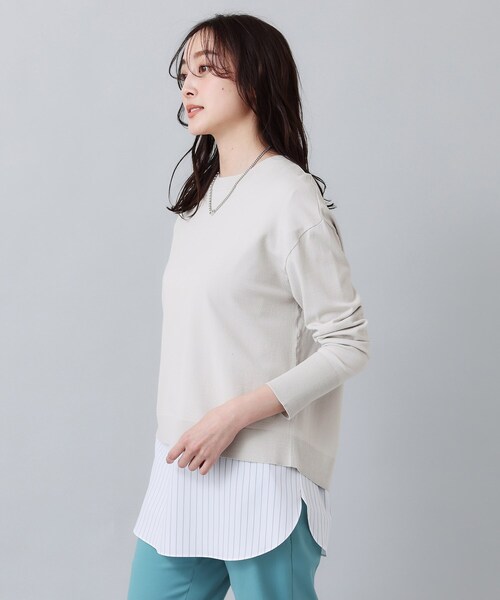 UNTITLED（アンタイトル）の「◆【インナー付／薄手】バックシャン　ストレッチニット（その他トップス・レディース・ネイビー/ライトグレー系9/グリーン・02/00/04/44/48）」の20枚目の写真