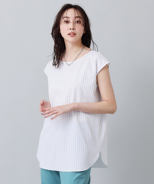 UNTITLED（アンタイトル）の「◆【インナー付／薄手】バックシャン　ストレッチニット（その他トップス・レディース・ネイビー/ライトグレー系9/グリーン・02/00/04/44/48）」の22枚目の写真