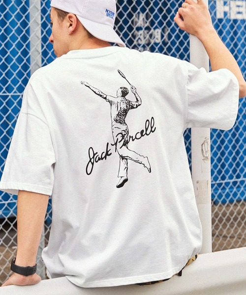 JACK PURCELL（ジャックパーセル）の「CONVERSE JACK PURCELL/コンバース ジャック パーセル ロゴデザイン/グラフィック オーバーサイズ半袖Tシャツ（Tシャツ/カットソー・メンズ・ブラック/ホワイト/ホワイト系3/ホワイト系2/ホワイト系1/ホワイト系/オートミール/ブラック系1/ブラック系・S/L/M）」の4枚目の写真