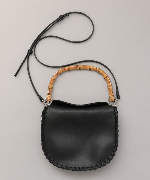 A part by（アパートバイ）の「バンブーハンドルラウンドバッグ（ショルダーバッグ・レディース・ブラック/ベージュ・FREE）」の14枚目の写真