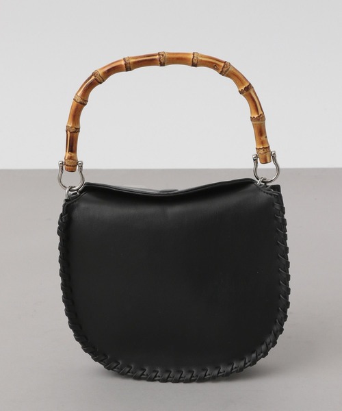 A part by（アパートバイ）の「バンブーハンドルラウンドバッグ（ショルダーバッグ・レディース・ブラック/ベージュ・FREE）」の16枚目の写真