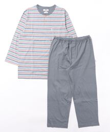 DAKS（ダックス）の「【DAKS】強撚テンジクボーダー/無地　8分袖・8分丈パンツ　ルームウェア（ルームウェア/パジャマ）」