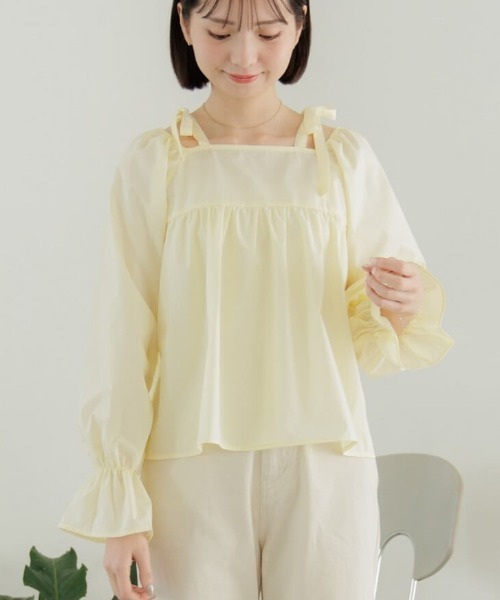 flower（フラワー）の「ショルダーリボンブラウス（シャツ/ブラウス・レディース・ブルー/イエロー/ホワイト・FREE）」の3枚目の写真