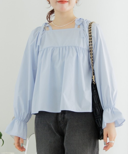 flower（フラワー）の「ショルダーリボンブラウス（シャツ/ブラウス・レディース・ブルー/イエロー/ホワイト・FREE）」の2枚目の写真