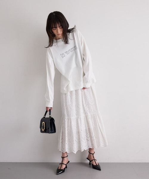 N WITH.（エヌウィズ）の「ロゴロンTEE（Tシャツ/カットソー・レディース・ブラック/ホワイト・FREE）」の8枚目の写真