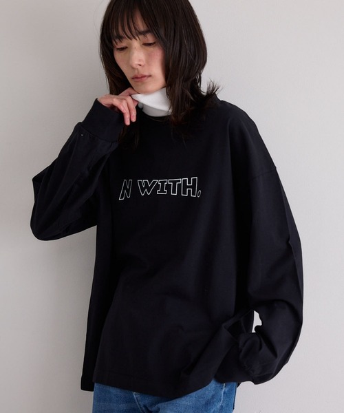 N WITH.（エヌウィズ）の「ロゴロンTEE（Tシャツ/カットソー・レディース・ブラック/ホワイト・FREE）」の4枚目の写真