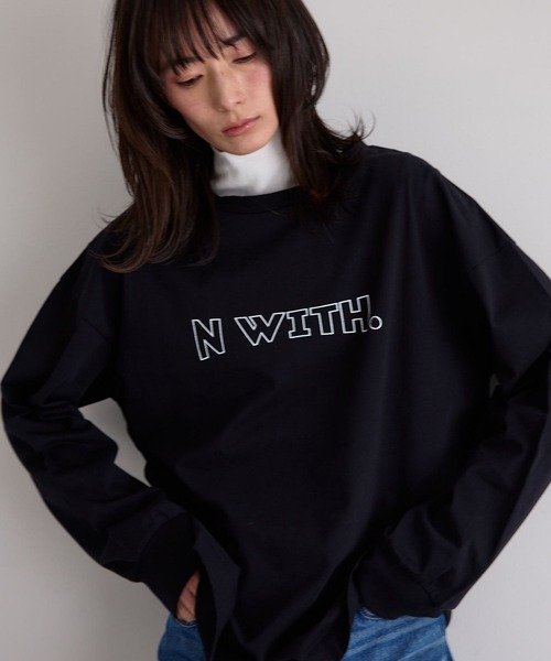 N WITH.（エヌウィズ）の「ロゴロンTEE（Tシャツ/カットソー・レディース・ブラック/ホワイト・FREE）」の9枚目の写真