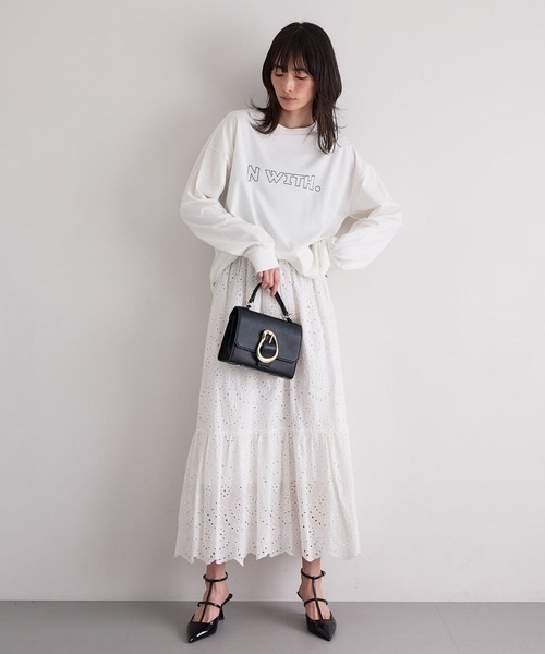 N WITH.（エヌウィズ）の「ロゴロンTEE（Tシャツ/カットソー・レディース・ブラック/ホワイト・FREE）」の7枚目の写真