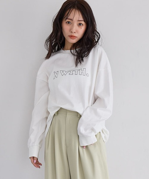 N WITH.（エヌウィズ）の「ロゴロンTEE（Tシャツ/カットソー・レディース・ブラック/ホワイト・FREE）」の14枚目の写真