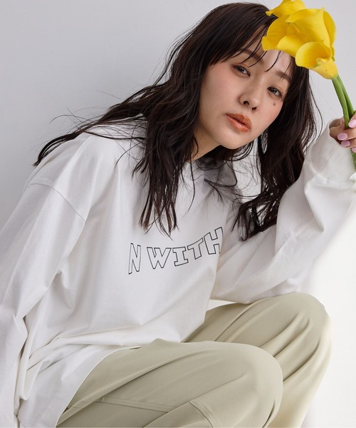 N WITH.（エヌウィズ）の「ロゴロンTEE（Tシャツ/カットソー・レディース・ブラック/ホワイト・FREE）」の21枚目の写真